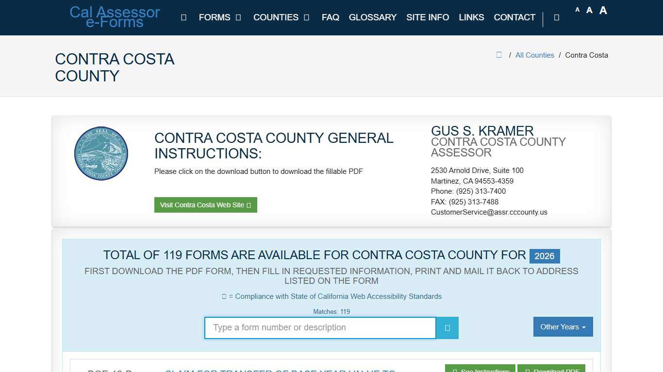 CAA e-Forms Service Center - contra costa